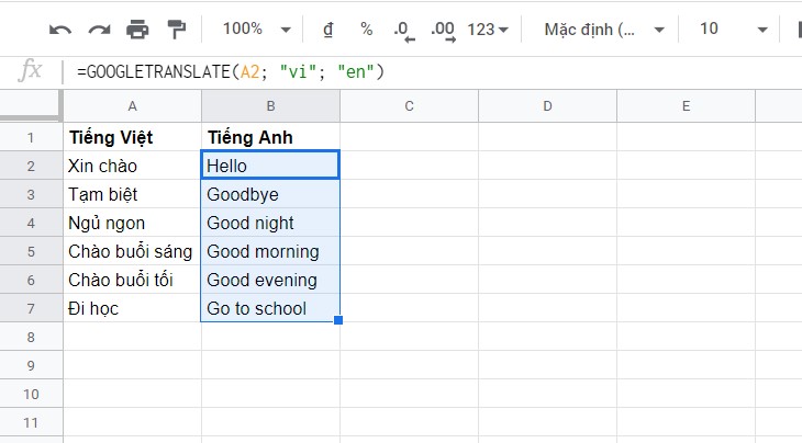 Dịch hàng loạt với bất cứ ngôn ngữ nào bằng Google Sheets