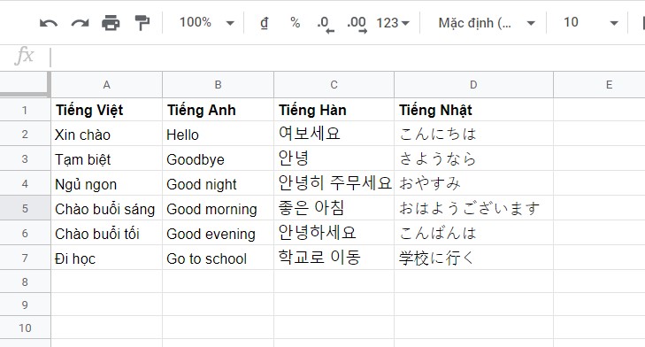 Dịch hàng loạt với bất cứ ngôn ngữ nào bằng Google Sheets