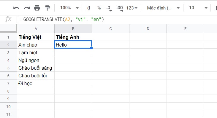 Dịch hàng loạt với bất cứ ngôn ngữ nào bằng Google Sheets