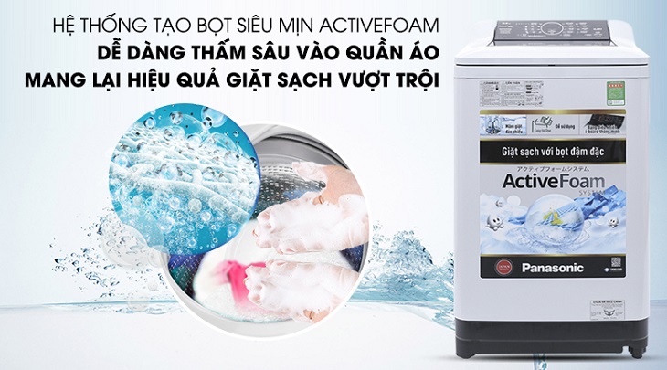 Công nghệ Active Foam trên máy giặt Panasonic 8.5 kg NA-F85A4HRV