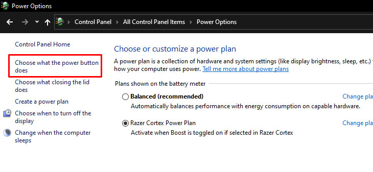 Tại ngăn bên trái, chọn Choose what the power button does