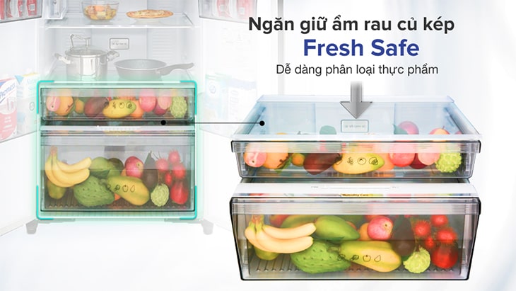 Ngăn rau củ kép Fresh Safe - tủ lạnh Panasonic