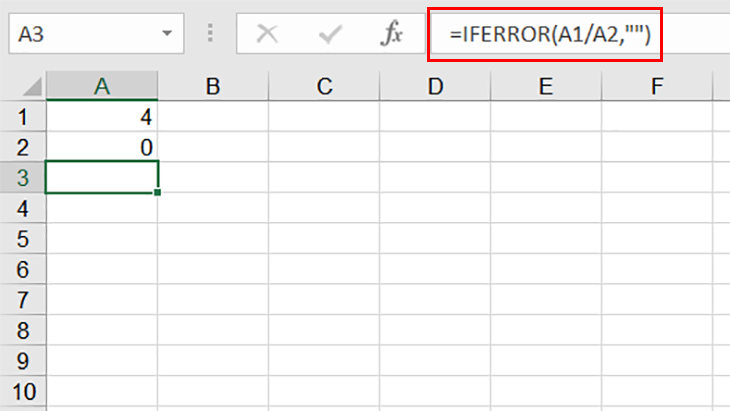 Sử dụng IFERROR để hiển thị giá trị khác