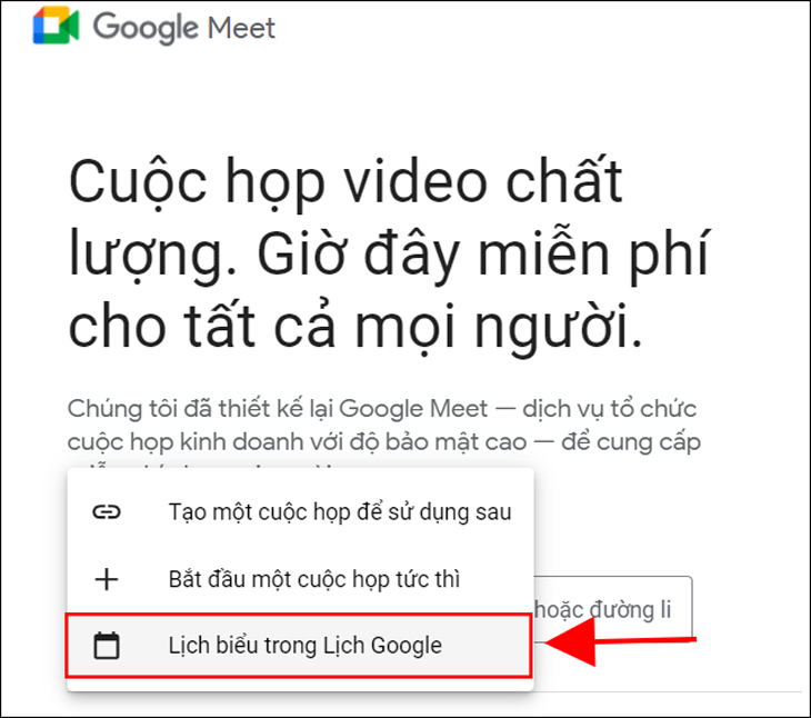 Chọn Lịch biểu trong Lịch Google