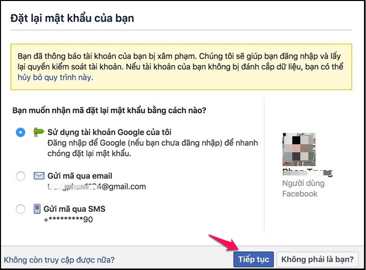 Lấy lại mật khẩu Facebook