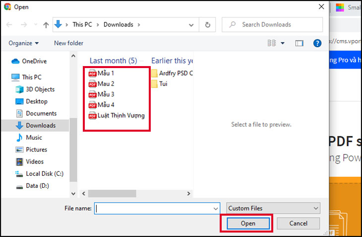 Bước 3: Chọ file pdf muốn chuyển đổi