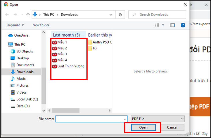 Bước 3: Chọ file PDF