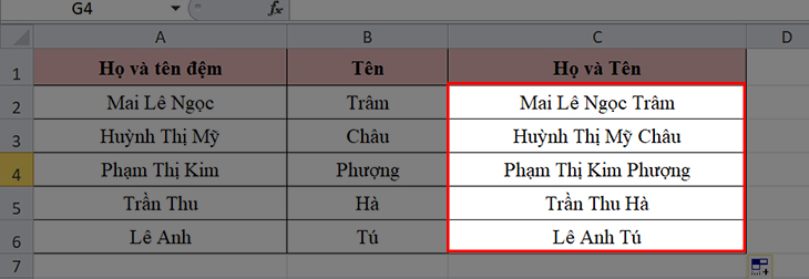 Thực hiện tương tự vào các ô tiếp theo