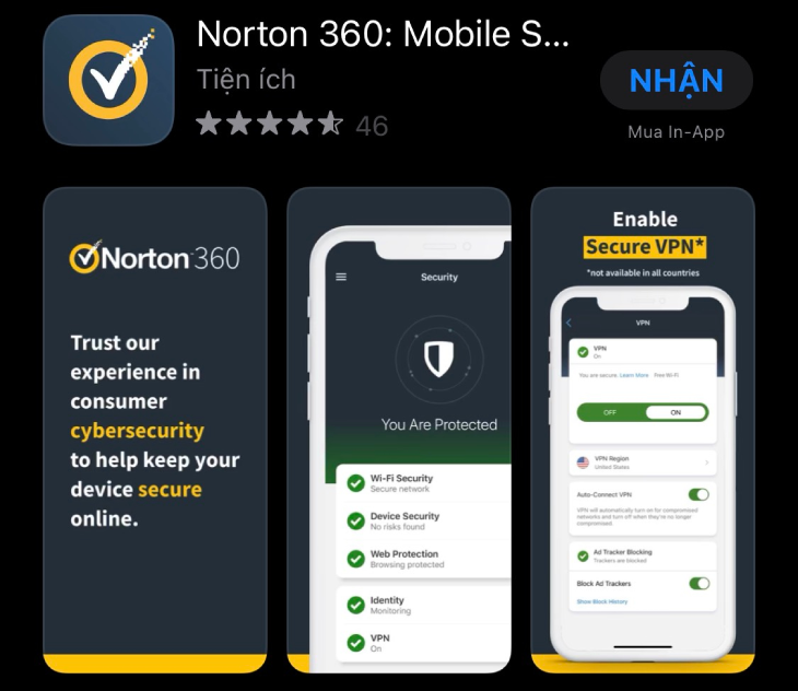 Norton là một sản phẩm phần mềm chống virus và ngăn ngừa các tác nhân độc hại cho iPhone