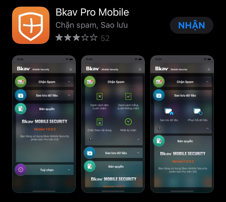 Phần mềm diệt virus trên điện thoại iPhone của Bkav cũng được người dùng đánh giá rất cao