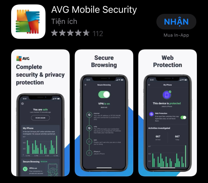 AVG Mobile Security là một trong những ứng dụng được người dùng sử dụng nhiều trên điện thoại iPhone