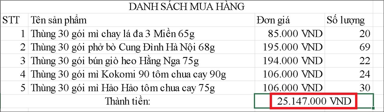 Nhấn Enter và xem kết quả.