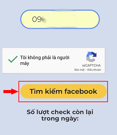 Chọn nút Tìm kiếm Facebook