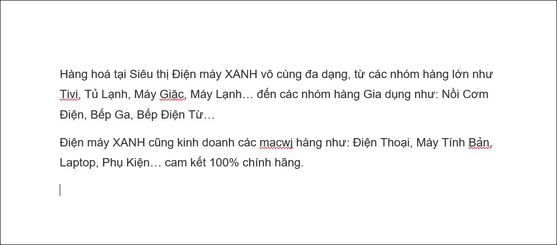 Copy đoạn văn cần kiểm tra chính tả và dán vào Word