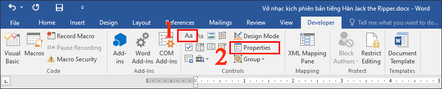 Nhấn vào biểu tượng Rich text, sau đó tiếp tục chọn ô Control Properties.