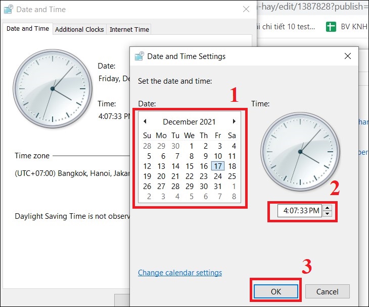 bạn chỉ cần điều chỉnh ngày giờ phù hợp > Chọn OK.