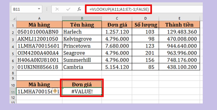 Sử dụng hàm VLOOKUP