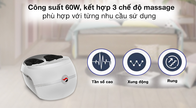 Máy massage chân HASUTA HMF-260 (Màu xám) có công suất 60W cùng 3 chế độ massage cho người dùng dễ dàng lựa chọn