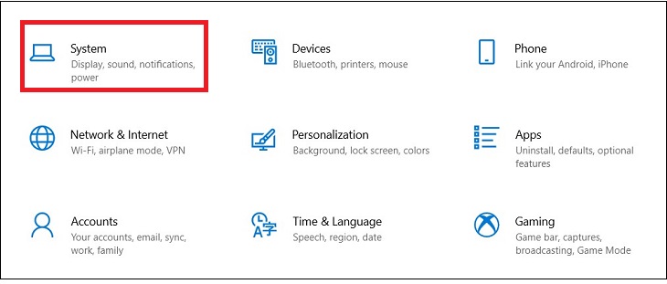 Bạn hãy chọn mục System.