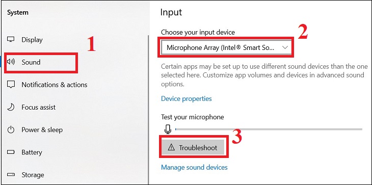 Trong mục Input, chọn micro mà bạn muốn sử dụng trong phần Choose your input device