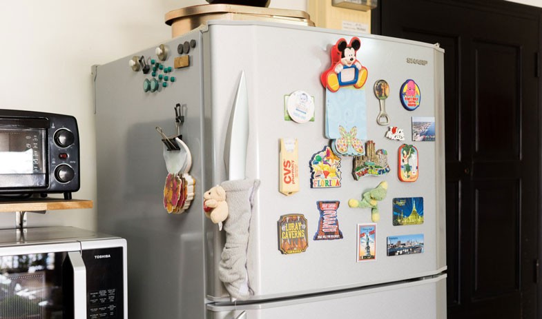 Các tấm nam châm trên mặt tủ hoặc vỏ tủ lạnh