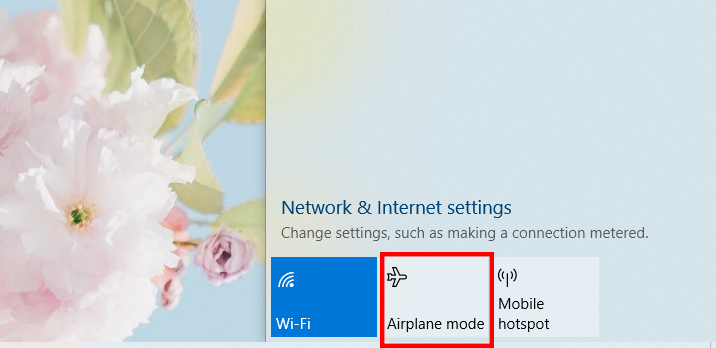 Nhấn chọn Airplane mode