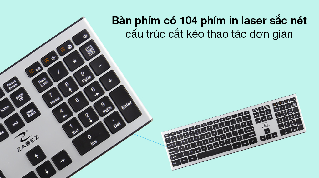 Bộ Bàn Phím Chuột Không Dây Zadez ZMK-530G 