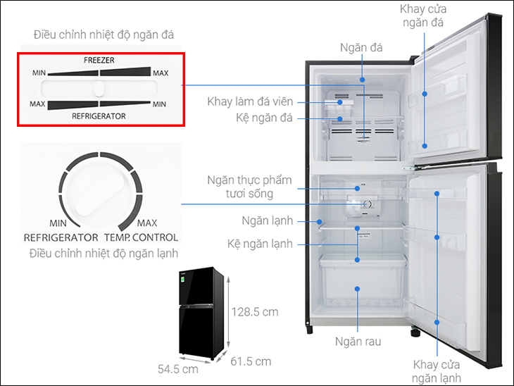 Điều chỉnh nhiệt độ ngăn đá ở mức 3 trung bình