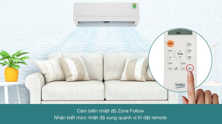 Công nghệ ZoneFollow/Real set giúp điều chỉnh nhiệt độ linh hoạt tại khu vực đặt remote