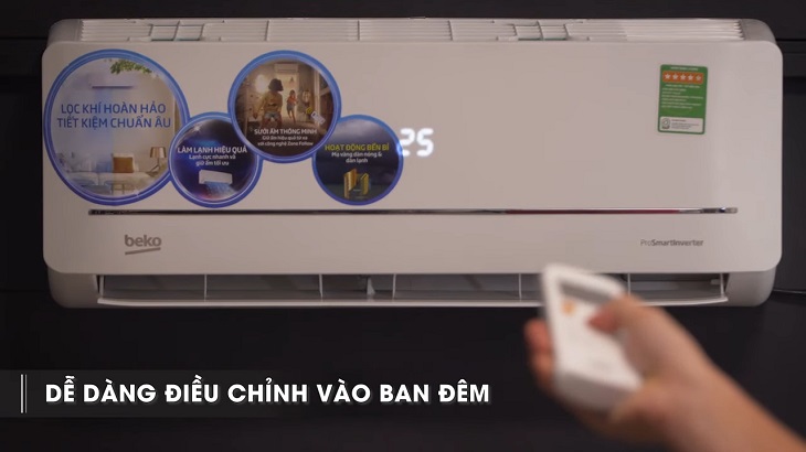 Đèn hiển thị trên máy lạnh Beko dễ quan sát vào ban đêm