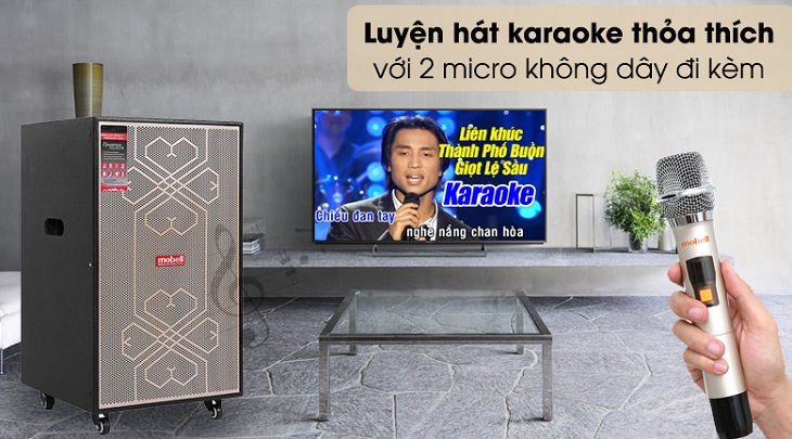 Loa kéo Karaoke Mobell MK-6080 500W tiện lợi với 2 micro chuyên dụng đi kèm