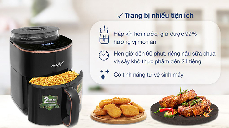 Nồi chiên không dầu kết hợp hấp Magic Eco S05 5 lít