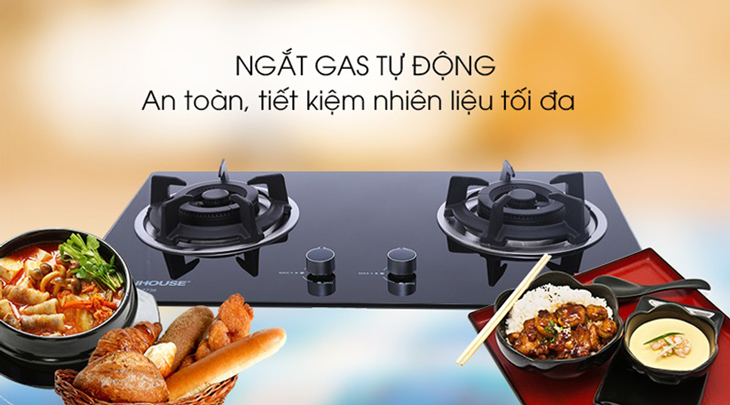 Bếp ga âm Sunhouse SHB7736 được trang bị tính năng tự ngắt gas an toàn