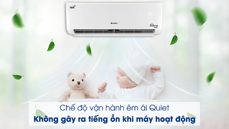 Chế độ Quiet giúp máy lạnh Gree vận hành êm ái, hạn chế tiếng ồn hiệu quả