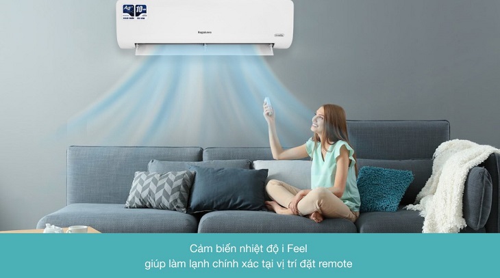 Cảm biến nhiệt tự động I-Feel trên máy lạnh Nagakawa giúp cung cấp nhiệt độ làm lạnh chính xác tại vị trí đặt remote