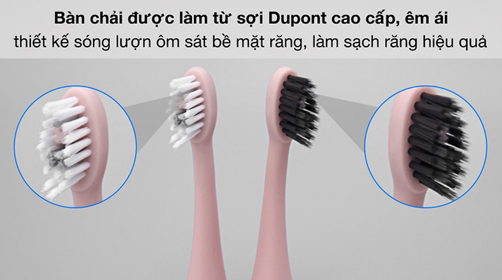 Bàn chải điện Halio Sonic Whitening Pro Rose Gold có đầu chải nghiêng 12 độ và ôm sát bề mặt răng, giúp làm sạch nhanh chóng ngay cả vùng sâu, khó tiếp cận