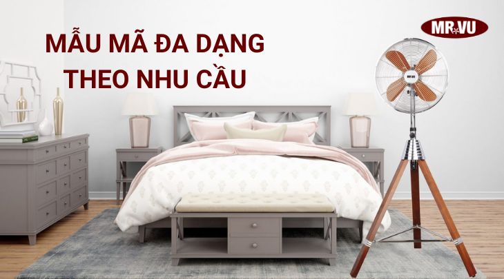 Quạt Mr Vu có thiết kế màu gỗ cổ điển, tạo cảm giác sang trọng, độc đáo cho căn phòng