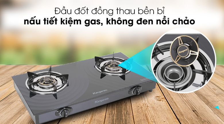 Bếp ga đôi Kangaroo KG519M có đầu đốt bằng đồng thau không bị biến dạng dưới nhiệt độ cao