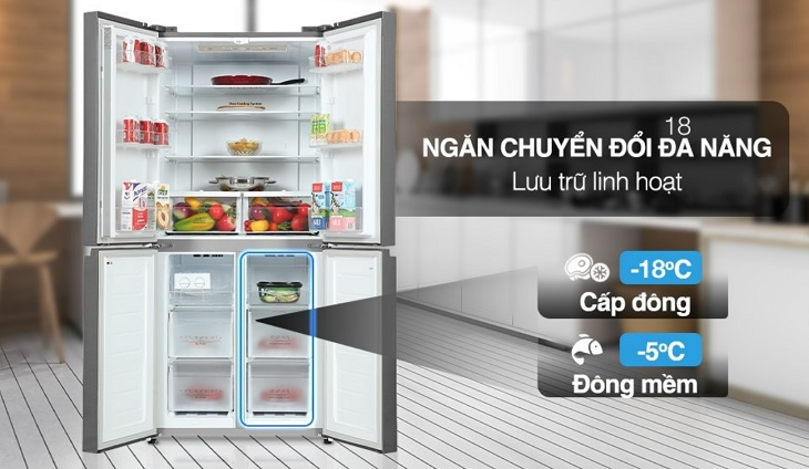 Tủ lạnh Casper Inverter 462 lít RM-520VT trang bị ngăn chuyển đổi nhiệt độ linh hoạt tiện lợi việc bảo quản thực phẩm