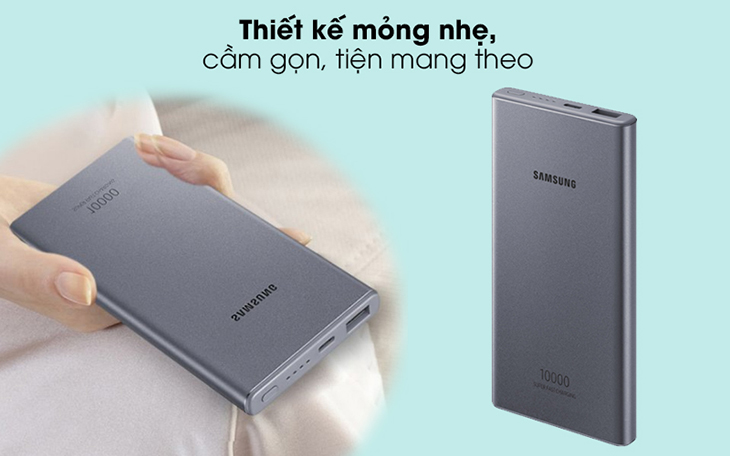 Sạc dự phòng Samsung sở hữu thiết kế hiện đại, nhỏ gọn