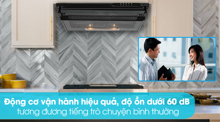 Máy hút mùi than hoạt tính có độ ồn máy thấp, vận hành êm ái