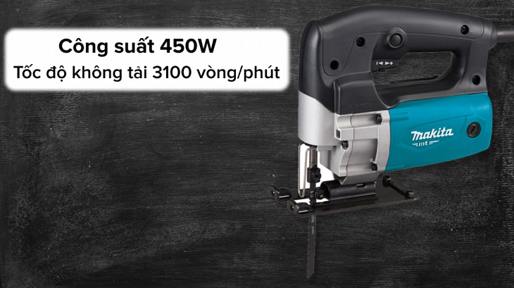 Máy cưa lọng Makita M4302B 450W sử dụng lưỡi cưa kiếm có công suất hoạt động mạnh mẽ