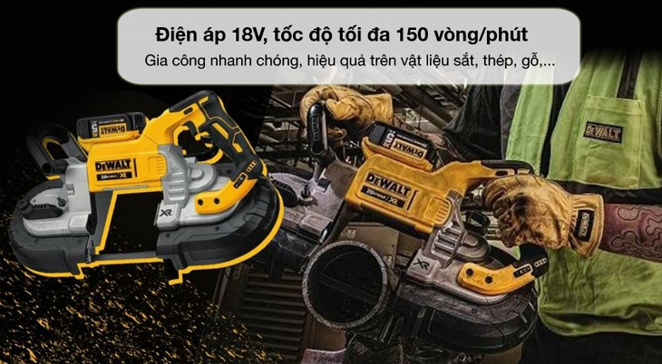 Máy cưa vòng dùng pin Li-Ion Dewalt DCS374N-KR 18V có kiểu thiết kế đặc biệt với lưỡi cưa chuyển động tròn