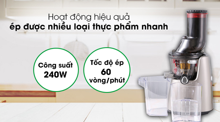 Máy ép chậm Kuvings C7000 có công suất mạnh mẽ lên đến 240W