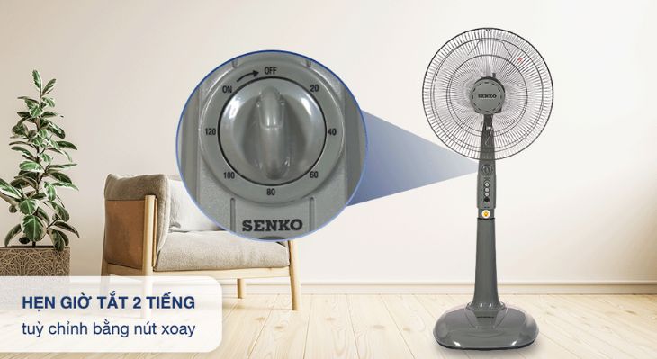 Quạt đứng Senko DH1600 có tính năng hẹn giờ tiện lợi, giúp bạn có giấc ngủ ngon, tránh thức giấc giữa đêm do quá lạnh