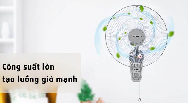 Quạt treo Senko T1680 sở hữu công suất 47W mạnh mẽ, tạo luồng gió mạnh làm dịu không gian nhanh chóng