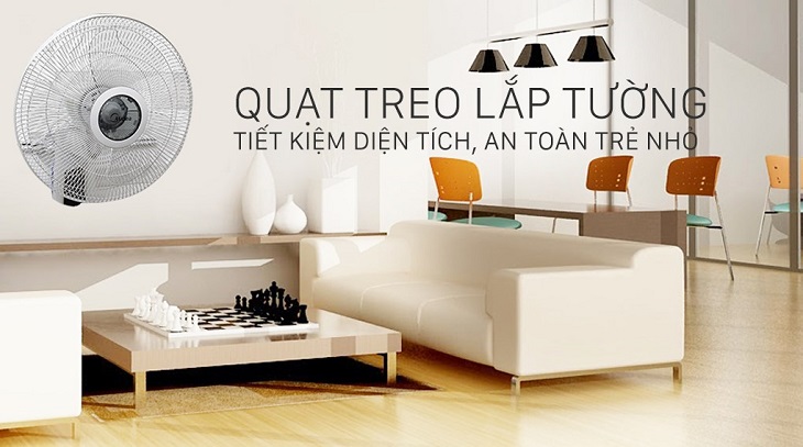 Quạt treo Midea FW40 7JR giúp tiết kiệm diện tích, an toàn cho trẻ