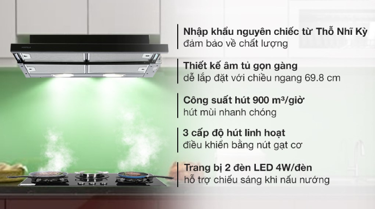 Máy hút mùi âm tủ Hafele HH-SG70A (533.89.021) điều khiển bằng nút gạt với 3 cấp độ hút linh hoạt