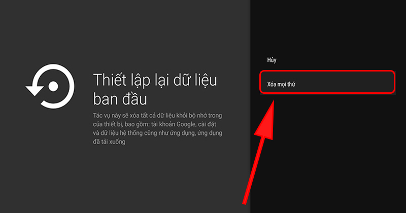 Bước 3: Chọn tiếp vào Thiết lập lại dữ liệu ban đầu.