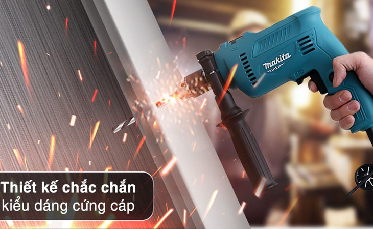 Máy khoan búa điện Makita M0800B 500W gọn nhẹ, thiết kế thông minh thuận tay cầm người dùng